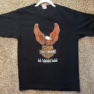 Harley-Davidson Mexico Black Tee with Orange Eagle Graphic